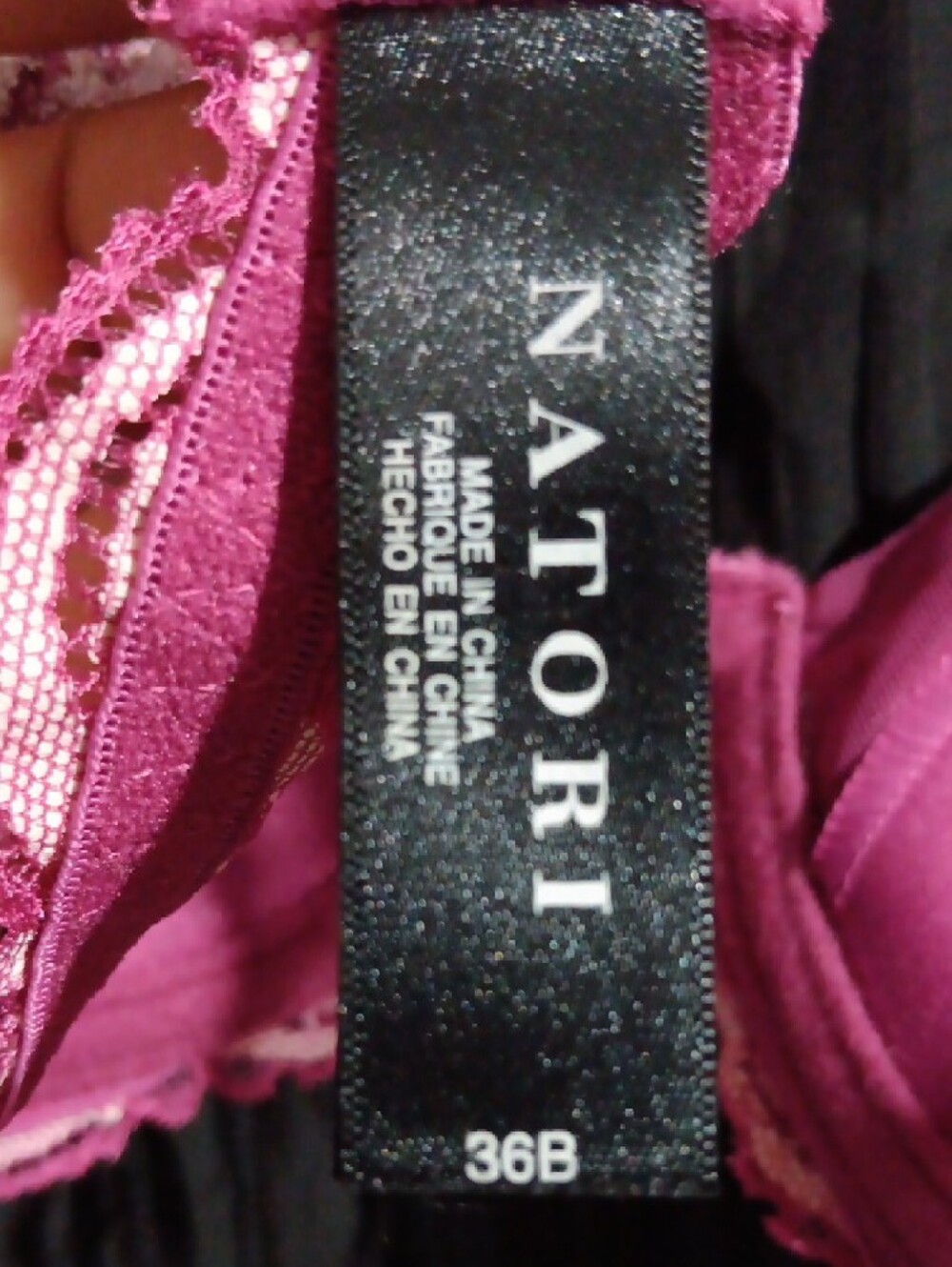 Plunge T-Shirt Bra [36B] and Panty [Medium] Set with White Lace Trim — Magenta - Picture 5 of 9